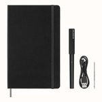 Moleskine Smart Writing Set, Smart Notebook With Smart Pen Included, Moleskine Smart Notebook, Digital Notebook With Lined Pages, Large, 13x21 cm, Black
