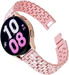 Bands Compatible for Samsung Galaxy Watch 5 Pro 45mm/Galaxy Watch 6 5 4 40mm 44mm/Galaxy Watch 3 41mm/Galaxy Watch Active 2/Galaxy Watch 42mm, 20mm Women Bling Metal Replacement Strap (Pink)