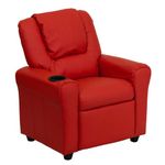 Flash Furniture DG-ULT-Kid-RED-GG Contemporary Red Vinyl Kids Recliner with Cup Holder and Headrest, 36.5" D x 24" W x 27" H