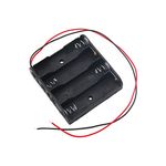 Electronic Spices 2 Pcs Black Plastic 4 x 1.5V AA Battery Box Case Cell Holder Spring Clip Wire Leads 4AA