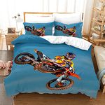 Tomifine Duvet Cover Motocross Rider Bedding Set, Motorcycle Extreme Sports Theme Bedding Decor Single Duvet Cover Set for Adult Kids Teens Boys Sport (Double,Motocross 1)