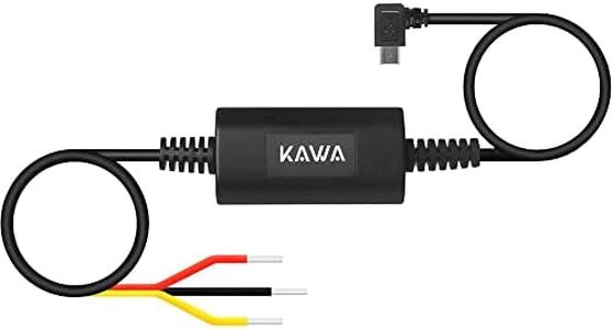 KAWA Dash Cam Hardwire Kit, Micro USB 11ft Hard Wire Kit for Dash Camera, Converts 12V-24V to 5V Car Dash Camera, 24H Parking Monitor Mode, Low Voltage Protection