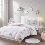 MI ZONE KIDS Bedding Set, Alicia Unicorn Full Comforter Set with Sheet, 8 Piece, White, All Season, Fun, Whimsical Metallic Rainbow