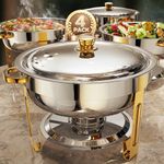 Round Chafing Dish Buffet Set Elegant Gold Color