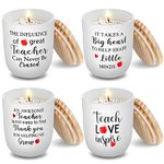 Sinmoe 4 Pcs Teacher Gifts for Women Teacher Appreciation Candle Gifts with Lids Funny Stress Relief Teacher Gift Relaxing Scented Jar Candles for Teacher's Day Birthday Retirement Thanksgiving