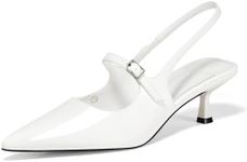 Coutgo Slingback Kitten Heels for Womens 2024 Pumps Party Dress Shoes White