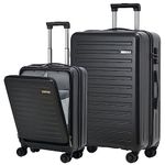 2pcs 20/28" Luggage Set Lightweight Hardshell, Only 20 Inch Carry On 21.65 * 15.35 * 7.87" Cabin Suitcase with Front Pocket, 28 Inch 19.68 * 11.81 * 29.92" Checked Luggage, withTSA Lock, Black