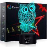 Owl 3D Illusion Lamp, Elstey 7 Color Changing Touch Table Desk LED Night Light Great Kids Gifts Home Decoration