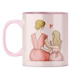 YuBingo Birthday Gift for Mom - Ceramic Coffee Mug, Printed Tea Cup, Best Mother's Day Gift from Daughter (Pink Inner & Handle, Tea Cup, 320ML)