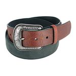 Wrangler Men's Bison and CrazyHorse Leather Belt with Billets, 40, Black & Cognac