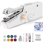 VxoDhuuo Mini Sewing Machine, Handheld Sewing Machine, Portable Electric Sewing Machines for Beginners, Easy to Use, Easy Sewing of Clothes and Fabrics, Suitable for Home Travel DIY (White)