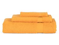 TowelSelections Soft and Absorbent Towels Cotton for Bathroom Hotel Shower Spa Gym, Bath Towel, Hand Towel, 2 Washcloth, 4 Piece Set Marigold