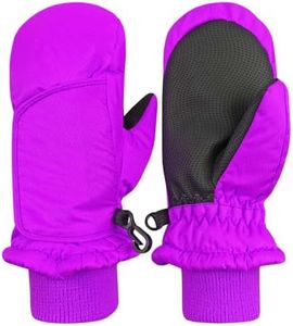 N'Ice Caps Kids Waterproof Snow Mittens Cold Weather Thinsulate Insulated (Neon Purple, 4-5 Years)
