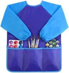 Kopokita Kids Art Smock, Kids Painting Apron Waterproof Children Artist Smock with Long Sleeve with 3 Pockets for Toddlers Age 2-6 (Blue)