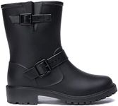 Black Rainboots, Gumboots Women Mid Calf With Wool Insole Black AU Ladies 7 / AU Men 5 / EU 38