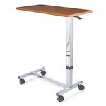 BIOS Living Overbed Table, Non-Tilt with Lockable Caster Wheels, Laminate Wood Finish Top, Pressure Lever Height Adjustment, Steel Base, for Home and Hospital Use (30¼” x 15” / 77 x 38 cm)