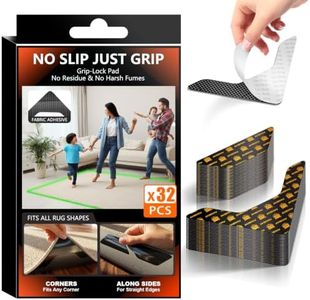 PHIXBEAR Rug Tape 32 Pcs, Strong Hold Anti-Slip Pads, No-Glue Silicone Bottom, Washable & Reusable, Low-Odor, Pre-Cut Corner Triangles & Edge Strips, Keeps Rug Corners/Edges Flat on Hardwood & Tile