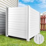 Beimo Air Conditioner Fence Privacy Screen 50 "H x 50 "W Trash Can Enclosure，Pool Equipment Enclosure White Outdoor Privacy Vinyl Fence Panels for Outside（2 Panels with Metal Stake）