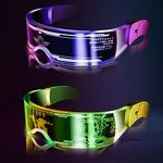 LED Visor Glasses, 2pcs LED Light Up Glasses Luminous Glasses LED Neon Glasses Party Flashing Glasses for Halloween Cosplay Bar Club Party Girl Boy Gift Party Glasses 7 Colors 5 Modes (style 2)