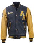 Aviatrix Men's REAL Cow Hide Leather Baseball Varsity Patch Bomber Jacket (VZH7) XL