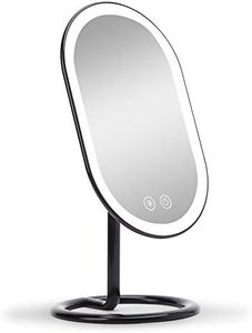 Fancii LED Makeup Mirror with 3 Dimmable Light Settings, Cordless & Rechargeable - Illuminated Tabletop Vanity Mirror, Dual Magnification - Vera (Obsidian)