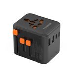 TESSAN Universal Travel Adapter Worldwide with 4 USB (2 USB C), International Travel Adapter UK to European Power Universal Plug Adaptor for EU USA Australia Thailand (Type C, G, A, I), Black