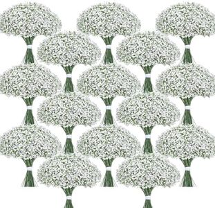 Yastouay Babys Breath Artificial Flowers, 90Pcs Wedding Babys Breath Flowers Artificial Bulk, Real Touch Faux Babies Breath Gypsophila Bouquet for Wedding Floral Arrangement Party Decor