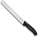 Victorinox Slicing Knife Swiss Classic with Fluted Edge, Stainless Steel, Black, 30 x 5 x 5 cm, 6.8223.25B