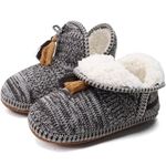 COFACE Womens Bootie Slippers Warm Winter House Slippers Boots for Woman Cozy Fleece Lined Slip On Bedroom Socks House Shoes Indoor Brown
