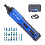 Werktough 4v Mini Electric Cordless Screwdriver with 3-Gear Torque, 5Nm Power, 25pc Screwdriver Bits S2, LED Light USB Charging, Home Improvement