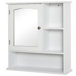 kleankin Wall-Mounted Medicine Cabinet, Bathroom Mirror Cabinet with Doors and Storage Shelves, White