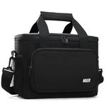 MIER Lunch Box for Men Adult Insulated Lunch Bag Heavy Duty Leakproof Lunch Cooler for Work Picnic Camping, 16 Can (Black-without molle)