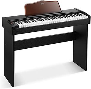 Eastar Digital Piano, 61 Key Full Size Piano Keyboard for Beginners, Classic Wooden Electronic Keyboard Piano with Sustain Pedal, Adapter & Music Stand, Supports MP3/MIDI/Microphone/Headphones, EK-10S