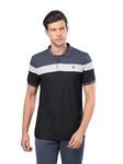 TECHNOSPORT Men's Slim Fit Polyester Color Block Athleisure Polo T-Shirt with Half Sleeve, Moisture Wicking and Quick Dry - (MTP772BLK_Black_2XL)