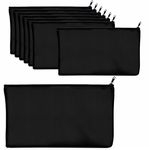 15 Pack Blank Cotton Canvas DIY Craft Zipper Bags Pouches Pencil Case for Makeup Cosmetic Toiletry Stationary Storage (Dark Black, 8.3” x 4.7”)