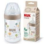 NUK for Nature Baby Bottle | Medium Teat | 260 ml | Breast-Like Ant-Colic Silicone Teat | Temperature Control | Sustainable, BPA-Free Materials | Beige