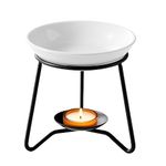 WD&CD Metal Tealight Candle Holder Oil Tart Burner Aroma Diffuser, Wax Melt Essential Oil Burner, Ceramic Oil Burners Assorted Wax Warmer Aromatherapy Holder -Black