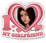 I Love My Girlfriend Boyfriend Sticker Custom Photo Name Sticker I Heart My Sticker Valentines Couples Die-Cut Waterproof Vinyl Sticker for Laptop Water Bottle Phone Case Decor Decal Gift Idea for Her