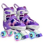 Gonex Adjustable Roller Skates,4 Light up Wheels and Sizes Adjustable Quad Skate for Indoor Outdoor for Girls Women Kids Beginner