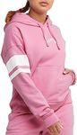 Champion Women's Hoodie, Powerblend, Fleece, Comfortable Hoodie Sweatshirt for Women (Plus Size Available), Spirited Pink Block Arch Champion, Large