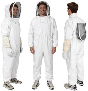 PNKKODW Bee Suit, Beekeeping Outfit Professional Full Body Beekeeper Suit with Veil Hood for Men and Women Beekeeper and Beginners with Gloves (5'11" - 6'3")