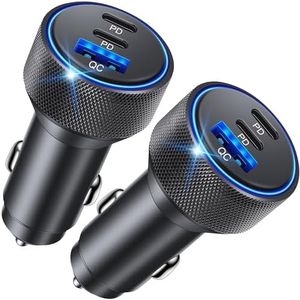 USB C Car Charger, 2Pack 3-Port 67W Dual USB-C & USB-A Phone Car Charger Adapter PD/QC Fast Charging Cigarette Lighter for iPhone 15 14 13 12 11 Pro Max, iPad, Samsung S24 S23 S22, Pixel 8 7, Android