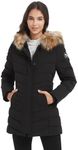 Molemsx Down Coat For Women, Women's Warm Winter Parka Down Coats with Removable Fur Hood Puffer Jacket Shell Snowboarding Coats for Cold Weather Black S-Regular
