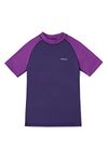 HMILES Rash Vest Girls Short-Sleeve - Kids UPF Rash Guards Swim Top Swimwear Quickdrying Childs Wetsuit Top Surf Shirt Water Sports Purple 5/6yrs