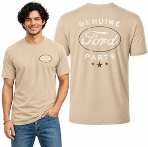 Wild Bobby Genuine Ford Parts Vintage Distressed Cars and Trucks Mens Graphic Tees Front and Back T Shirt Printed Graphic Tees for Men, Sandstone, 5X-Large