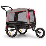 Klarfit Dog Bike Trailer & Pet Stroller, Bicycle Trailer Pet Carrier On Wheels, 600D Canvas Dog Carrier for Bike w/Reflectors, Warning Flag & Safety Leash, Dog Stroller For Medium Dogs Up To 40kg