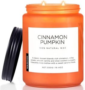 M&SENSE Cinnamon Pumpkin Scented Fall Candles, Double Wick Large Soy Natural Candles 19.4oz 110 Hours Long Lasting Slow Burning, Halloween Autumn Candle Gift Home Decor MSS603L07