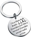 BEKECH Ham Radio Operator Grandfather Gift Amateur Broadcasting Lover Gift Keychain I'm a Ham Radio Operator Grandpa, Silver, Small