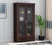 SNAP FURNITURE Solid Wooden Crockery Cabinet for Kitchen & Dining Room |sheesham Wood Free Standing Movable Tv Unit Side Board Crockery Cabinet with Drawers & Door Modern-01-Walnut Finish
