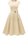 DRESSTELLS 1950's Champagne Bridesmaid Dresses for Women Fall Homecoming Dress for Mother of The Bride Party Dress Champagne L